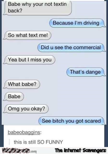 Texting and driving funny girlfriend boyfriend texting @PMSLweb.com