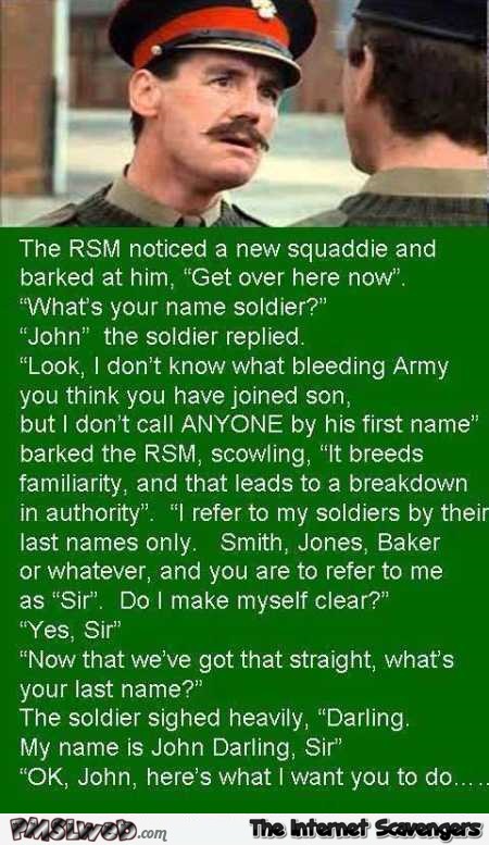 Funny army new recruit joke @PMSLweb.com