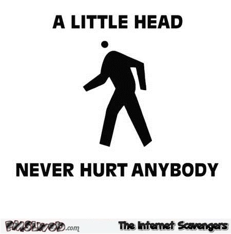 A little head never hurt anybody funny sign @PMSLweb.com