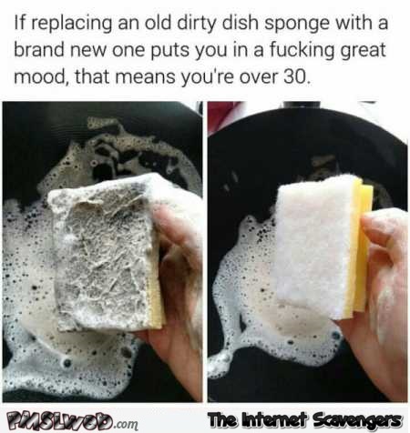 Using a brand new sponge humor