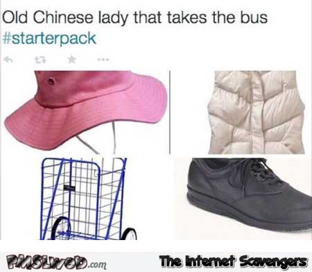Old Chinese lady starter pack humor @PMSLweb.com
