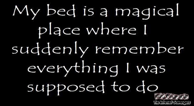 My bed is a magical place funny quote – Nutcase Monday @PMSLweb.com