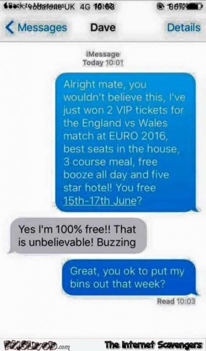 Hilarious Euro 2016 text message