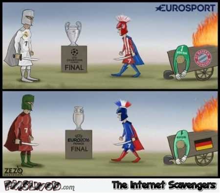 Ronaldo versus Griezmann funny cartoon @PMSLweb.com