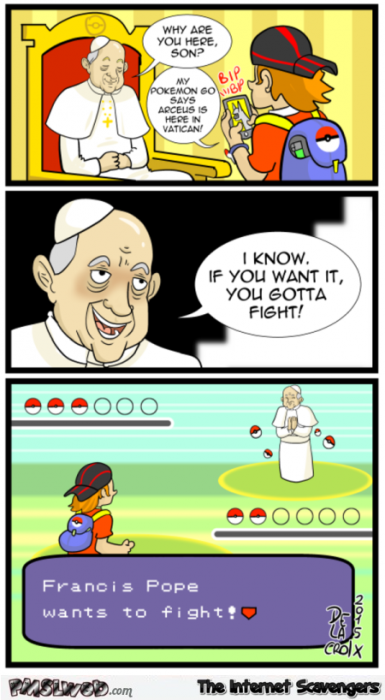 Pokemon Go in Vatican funny cartoon