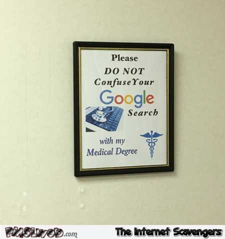 Funny Google search versus medical degree sign @PMSLweb.com
