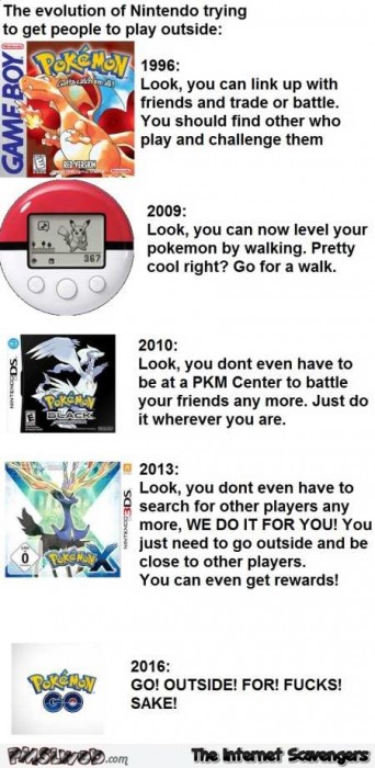Evolution of Nintendo trying to get people to play outside humor
