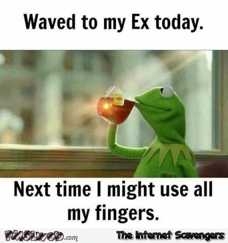 Waved to my ex today sarcastic meme @PMSLweb.com