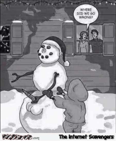 Where did we go wrong snowman funny cartoon @PMSLweb.com