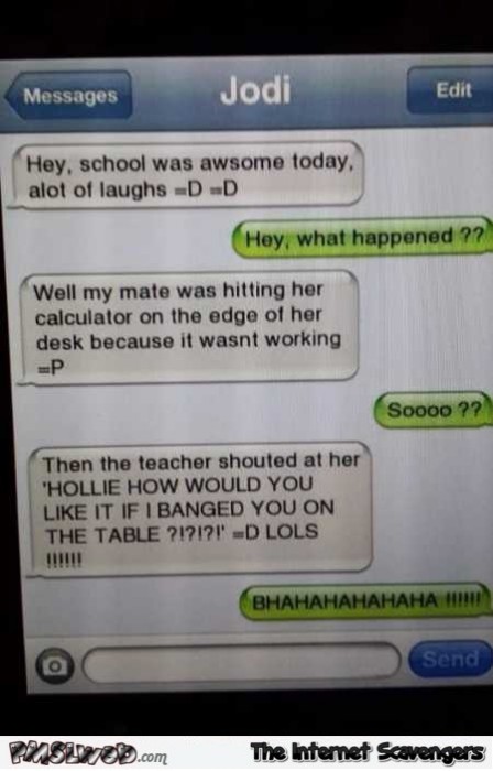 Hilarious text message teacher fail