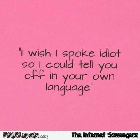 I wish I spoke idiot sarcastic quote @PMSLweb.com