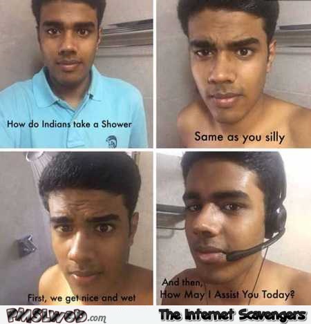 How do Indians shower humor