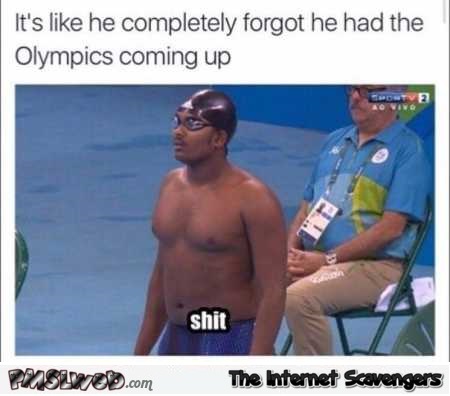 Swimmer forgot he had the Olympics coming up funny dank meme @PMSLweb.com