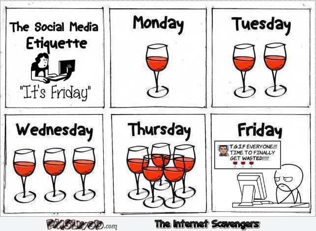 Friday social media etiquette funny cartoon strip – TGIF shitz n giggles @PMSLweb.com