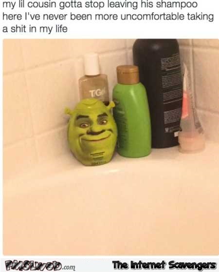 Shrek shampoo makes me uncomfortable humor @PMSLweb.com