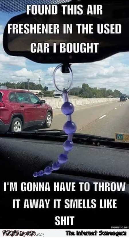 Funny anal beads car freshener meme @PMSLweb.com