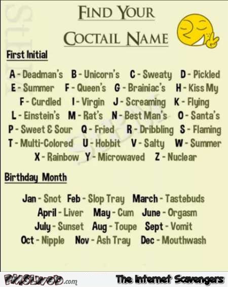 What is your cocktail name humor @PMSLweb.com