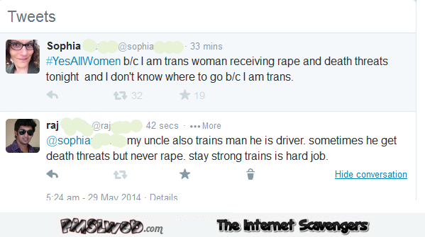 Funny trans woman tweet misunderstanding @PMSLweb.com