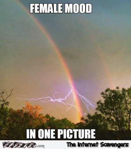 Female mood in one picture funny meme @PMSLweb.com