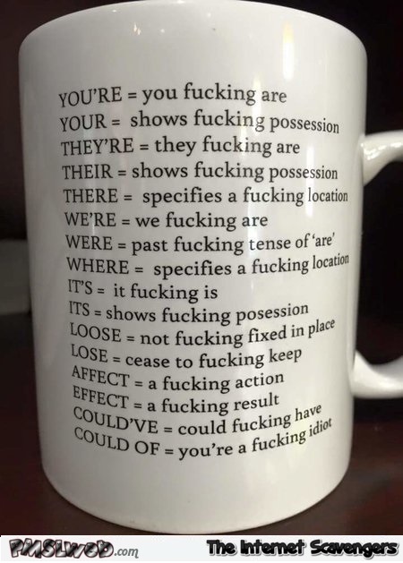 Funny sarcastic grammar mug @PMSLweb.com