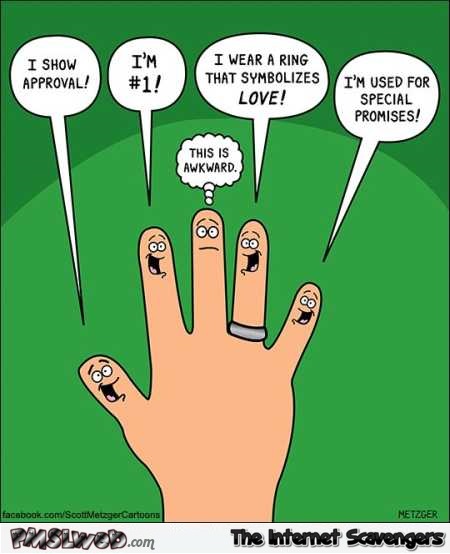 Awkward life of the middle finger funny cartoon @PMSLweb.com