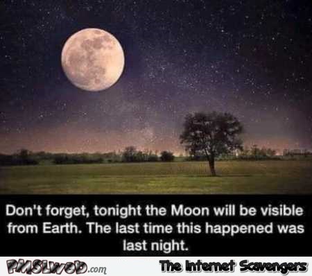 Tonight the moon will be visible from earth humor – Evolving dismay of my twisted mind @PMSLweb.com
