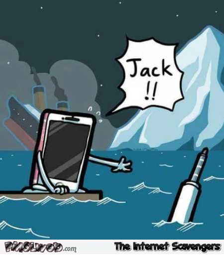 iPhone in Titanic parody funny cartoon @PMSLweb.com