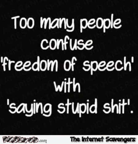 People confuse freedom of speech funny quote @PMSLweb.com