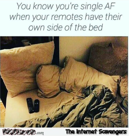 When your remotes have their own side of the bed funny meme @PMSLweb.com