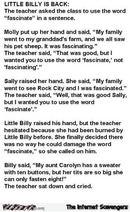 Little Billy joke @PMSLweb.com
