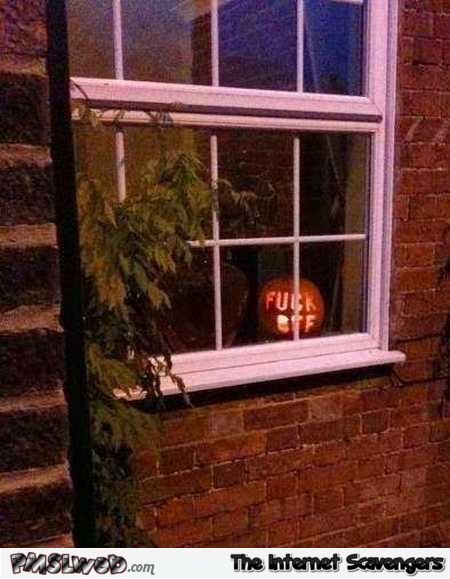 Funny f*ck off Halloween pumpkin @PMSLweb.com