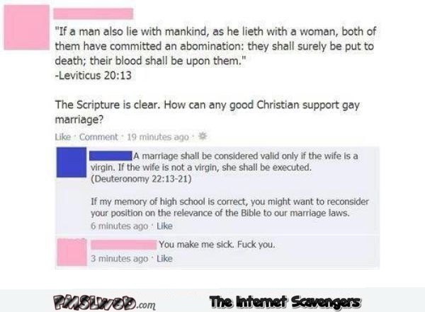Funny hypocrite Christian facebook post – Funny Sunday nonsense @PMSLweb.com