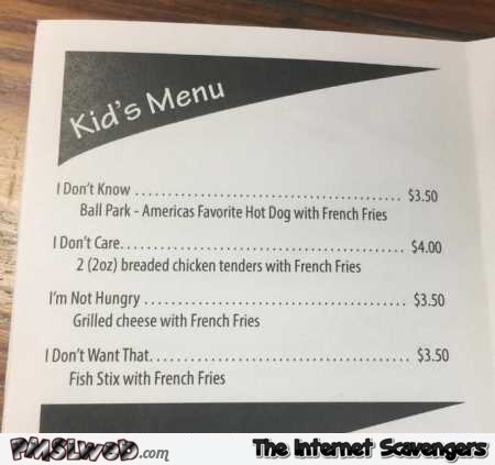 Funny kid’s menu win @PMSLweb.com