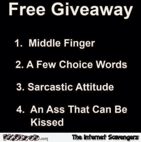 Free giveaway sarcastic humor @PMSLweb.com