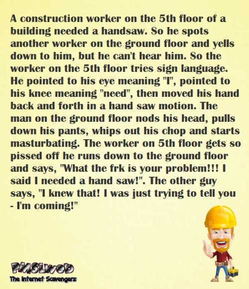 Funny construction worker joke @PMSLweb.com