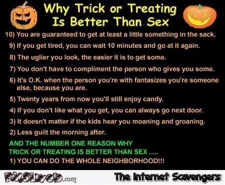 Why trick or treating is better than sex humor @PMSLweb.com