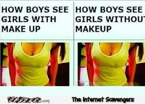 How boys see girls with makeup versus without humor @PMSLweb.com