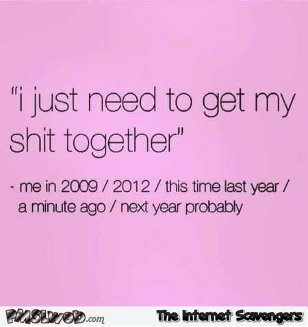 I just need to get my shit together funny quote - TGIF Internet nonsense @PMSLweb.com