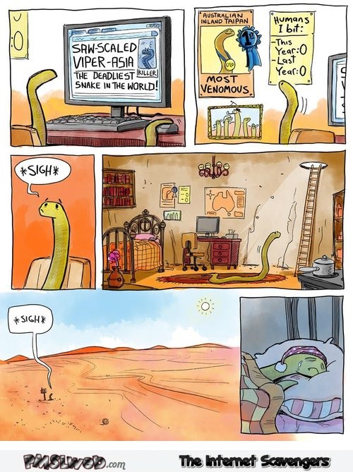 Deadliest snake in the world funny cartoon @PMSLweb.com