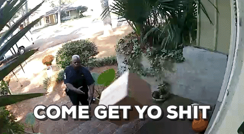 Delivery man caught on camera funny gif @PMSLweb.com