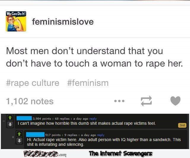 Funny feminist rape quote fail @PMSLweb.com