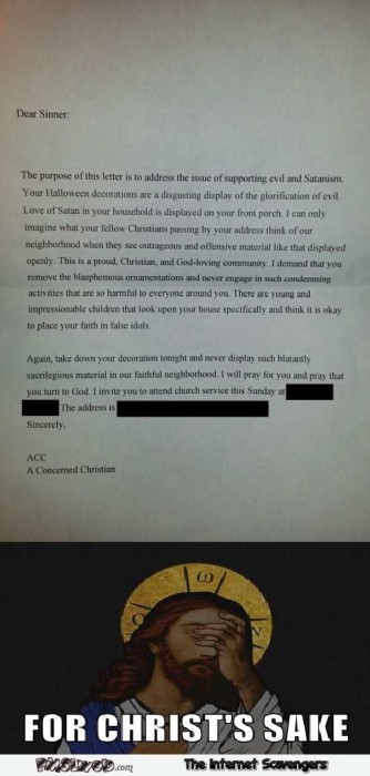 Funny concerned Christian’s Halloween letter