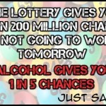 Odds of lottery versus alcohol funny quote @PMSLweb.com