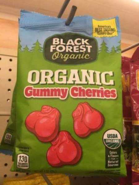 Funny organic gummy cherries