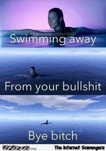 Swimming away from your bullshit sarcastic meme – Bitchy and sarcastic pictures @PMSLweb.com