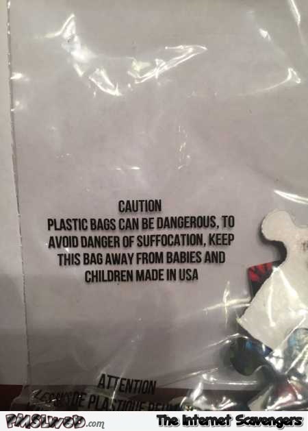 Funny made in USA plastic bag warning fail @PMSLweb.com