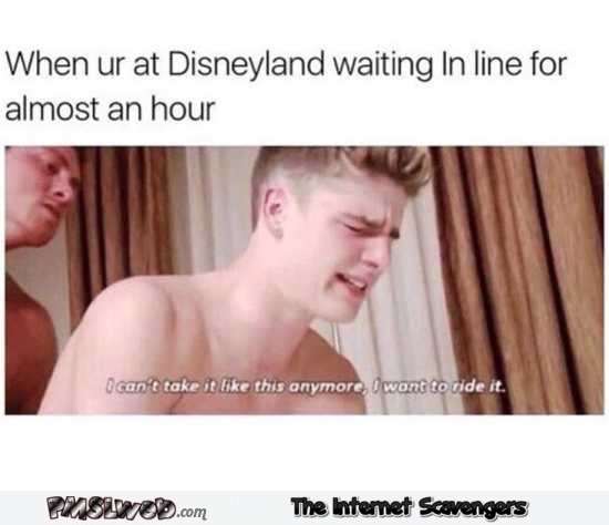 When you’re at Disneyland waiting in line funny porn meme @PMSLweb.com