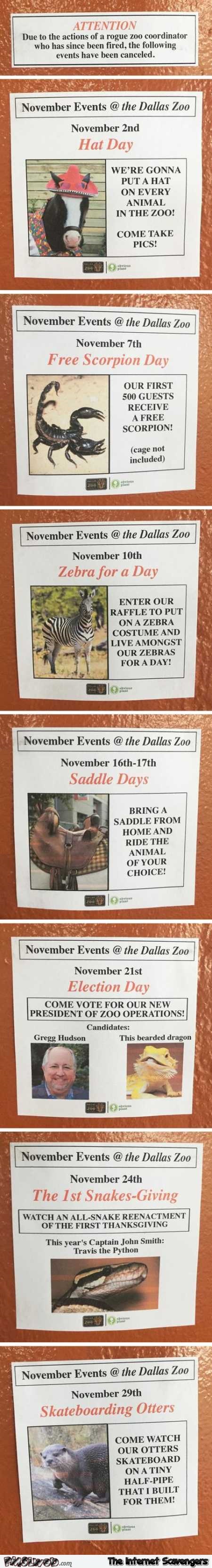 Funny zoo events announcements – Funny Thursday memes @PMSLweb.com