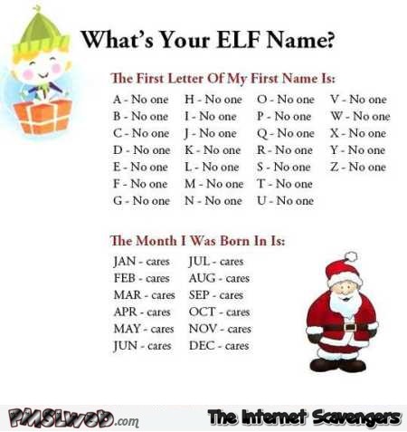 What’s your elf name sarcastic humor