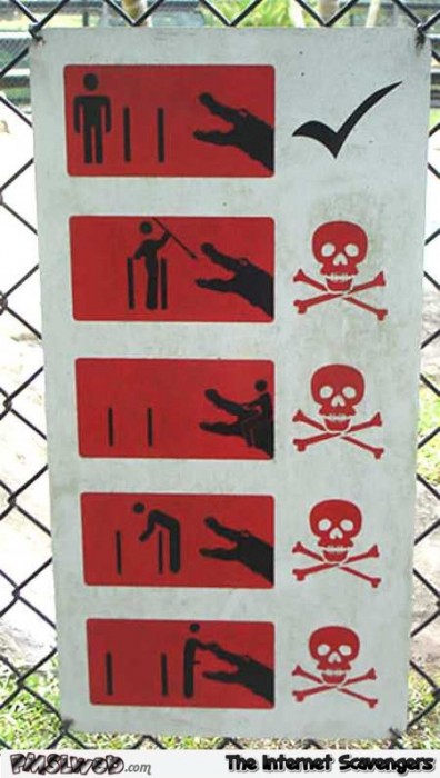 Funny crocodile warning sign